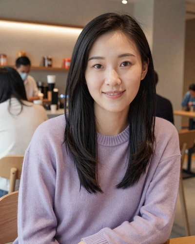 Jia, 25, Chinese woman in lavender sweater at Guangzhou cafe for free dating