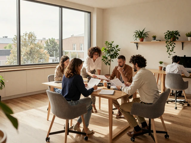 Foreign Girl Date team collaborating in a modern office to build a legitimate asian dating platform