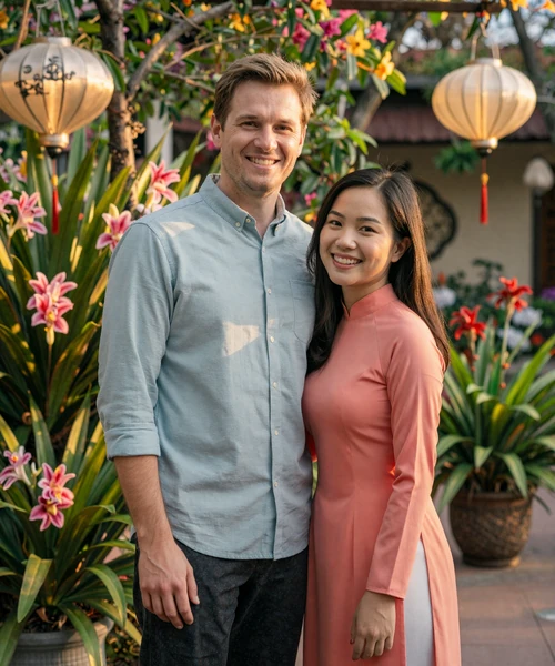 Michael from USA and Linh from Vietnam, a successful couple who met through Vietnamese dating on Foreign Girl Date platform